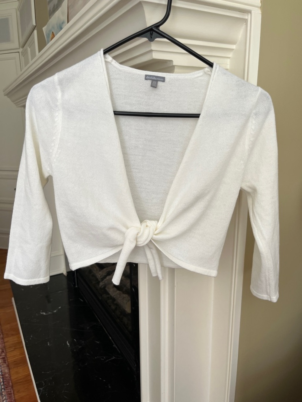Off White Tie-Front Knit Cardigan XS